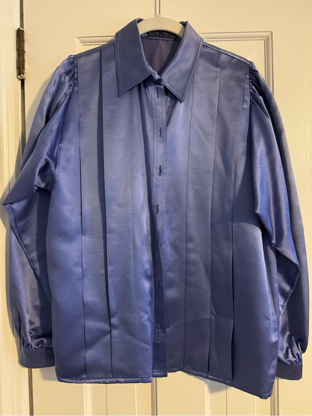 Vintage Escada  Shiny Periwinkle/Purple Satin Blouse